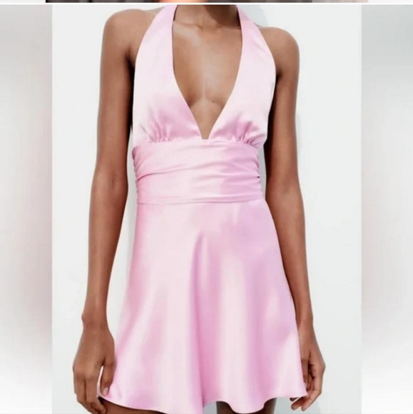 Zara SATIN EFFECT HALTER DRESS size XS - Picture 4 of 14